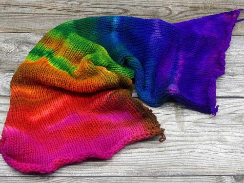 Sock Blank im Farbverlauf von pink über orange, gelb nach grün, blau und violett